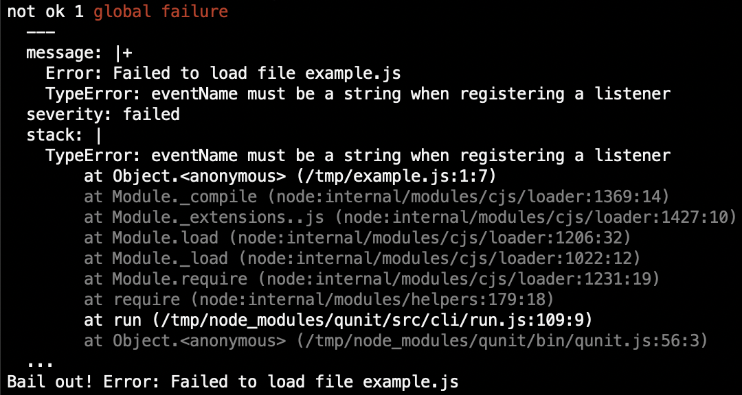 Failed to load file example.js. TypeError: eventName must be a string. at example.js, at node:internal/cjs/loader.